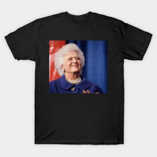 Original Silver Fox Barbara Bush RIP Sticker T-Shirt